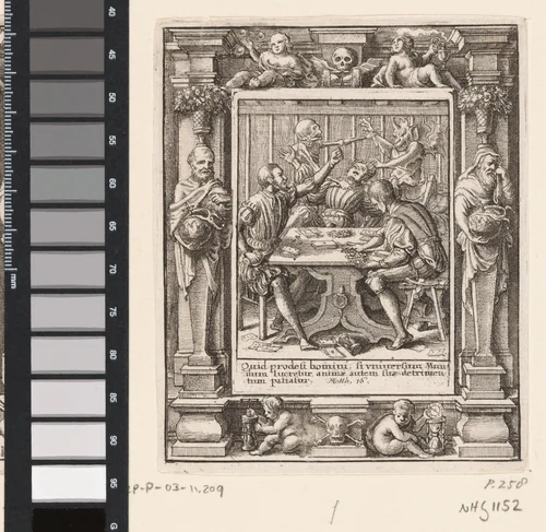 De kaartspeler en de Dood by Wenceslaus Hollar, print, 1651