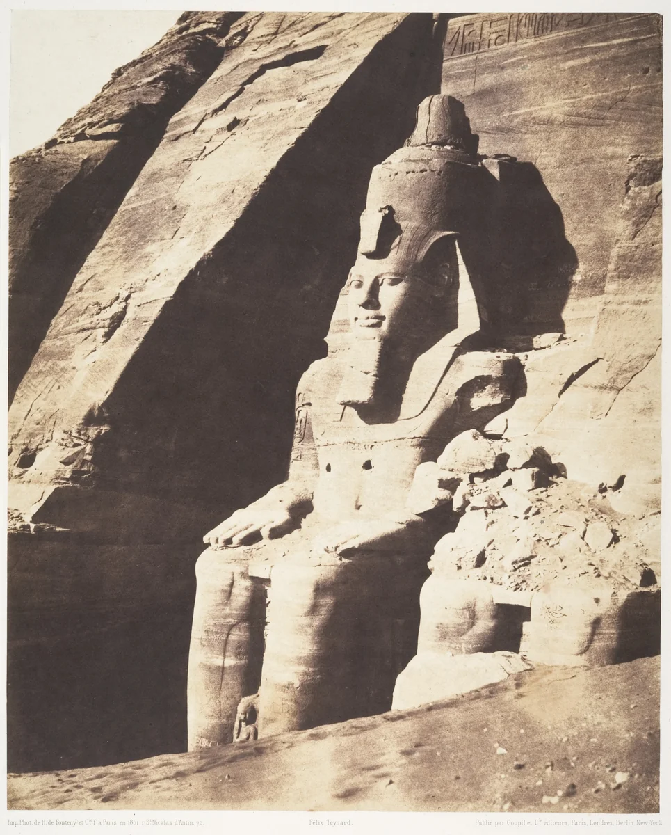 Abou Sembil, Grand Spéos - Statues Colossales, Vues de Trois-Quarts by Félix Teynard, photograph, 1851-1852