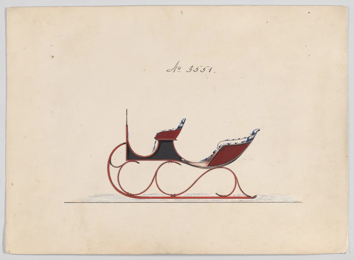 Design for Victoria Sleigh, no. 3551 by Brewster & Co., drawing, 1879