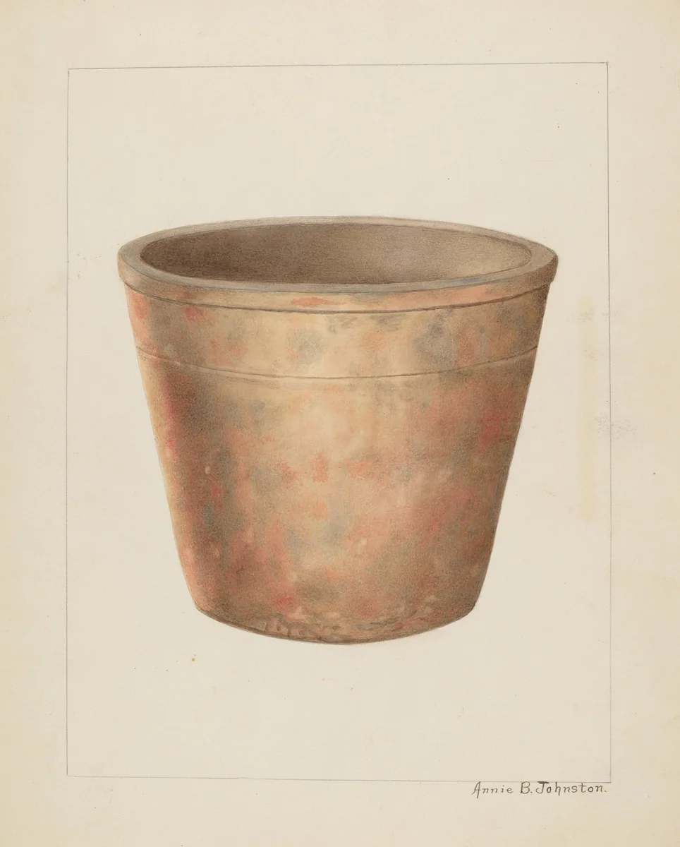 Stoneware Flower Pot by Annie B. Johnston, index of american design, 1937