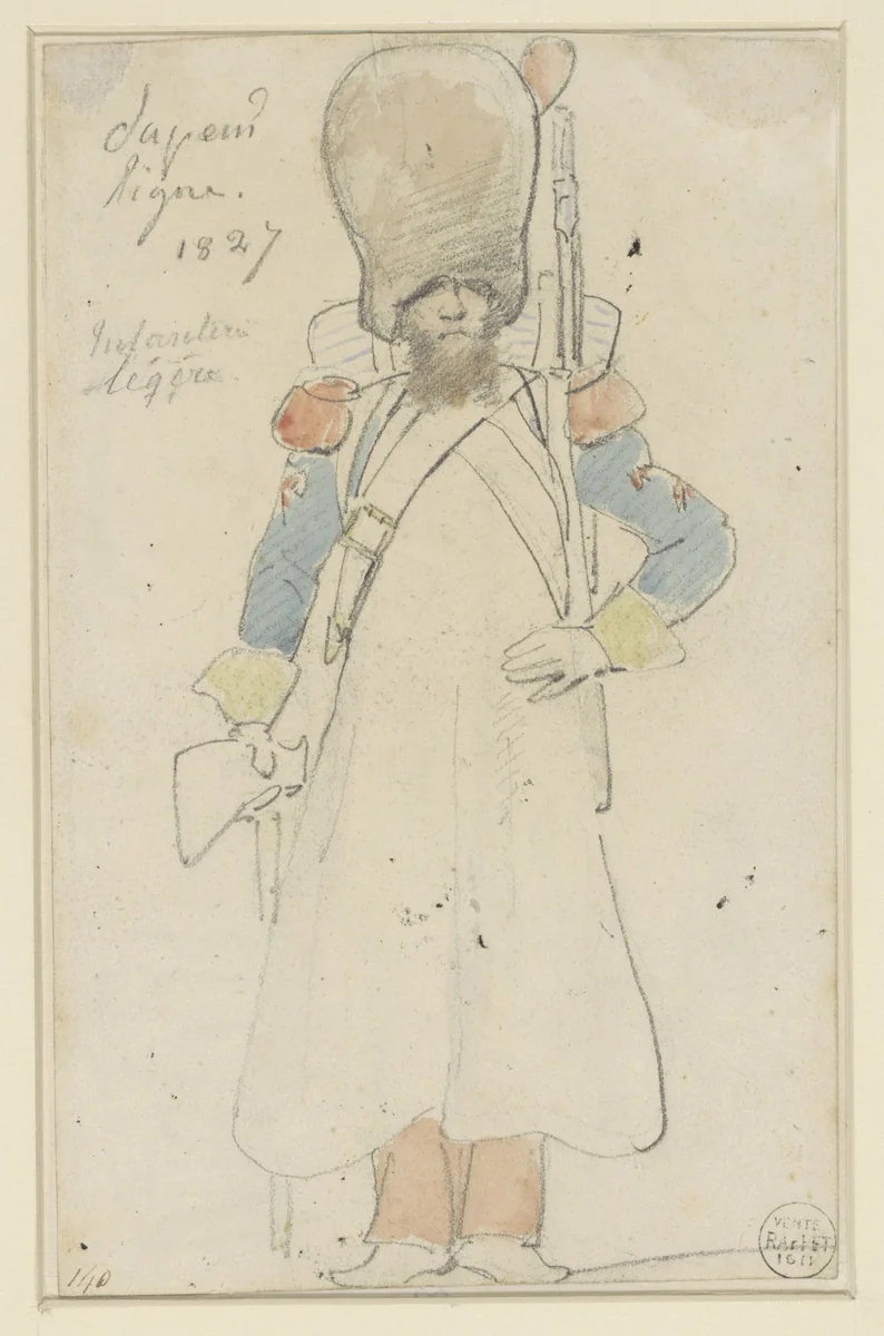 Uniformstudie by Denis Auguste Marie Raffet, drawing, 1827