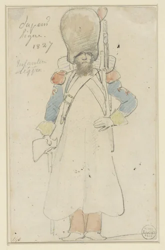 Uniformstudie by Denis Auguste Marie Raffet, drawing, 1827