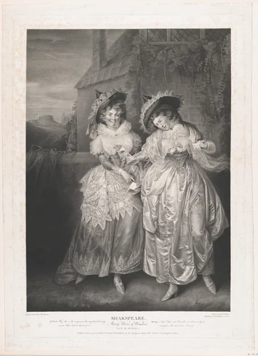 Mrs. Ford and Mrs Page (Shakespeare, Merry Wives of Windsor, Act 2, Scene 1) by Robert Thew, print, 1793