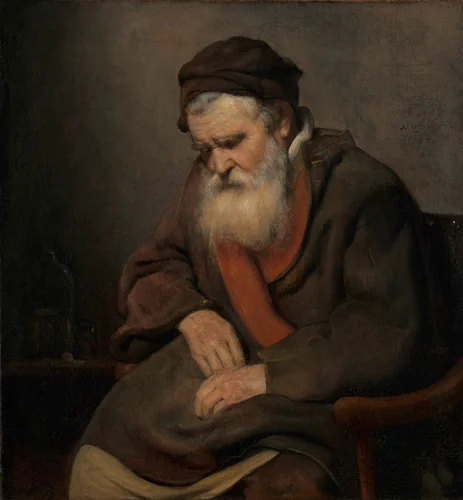 Old Man, Asleep by Abraham van Dijck, painting, 1656
