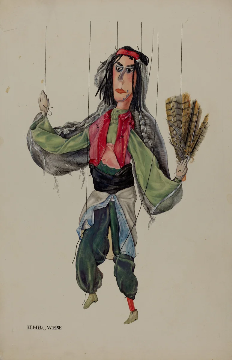 "Fan Dancer" Marionette by Elmer Weise, index of american design, 1937
