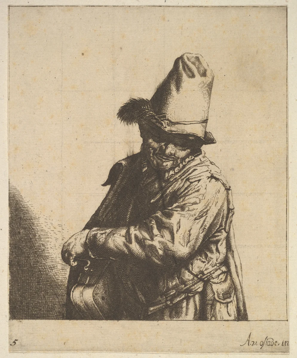 Hurdy Gurdy Man by Adriaen van Ostade, print, 1610-1685