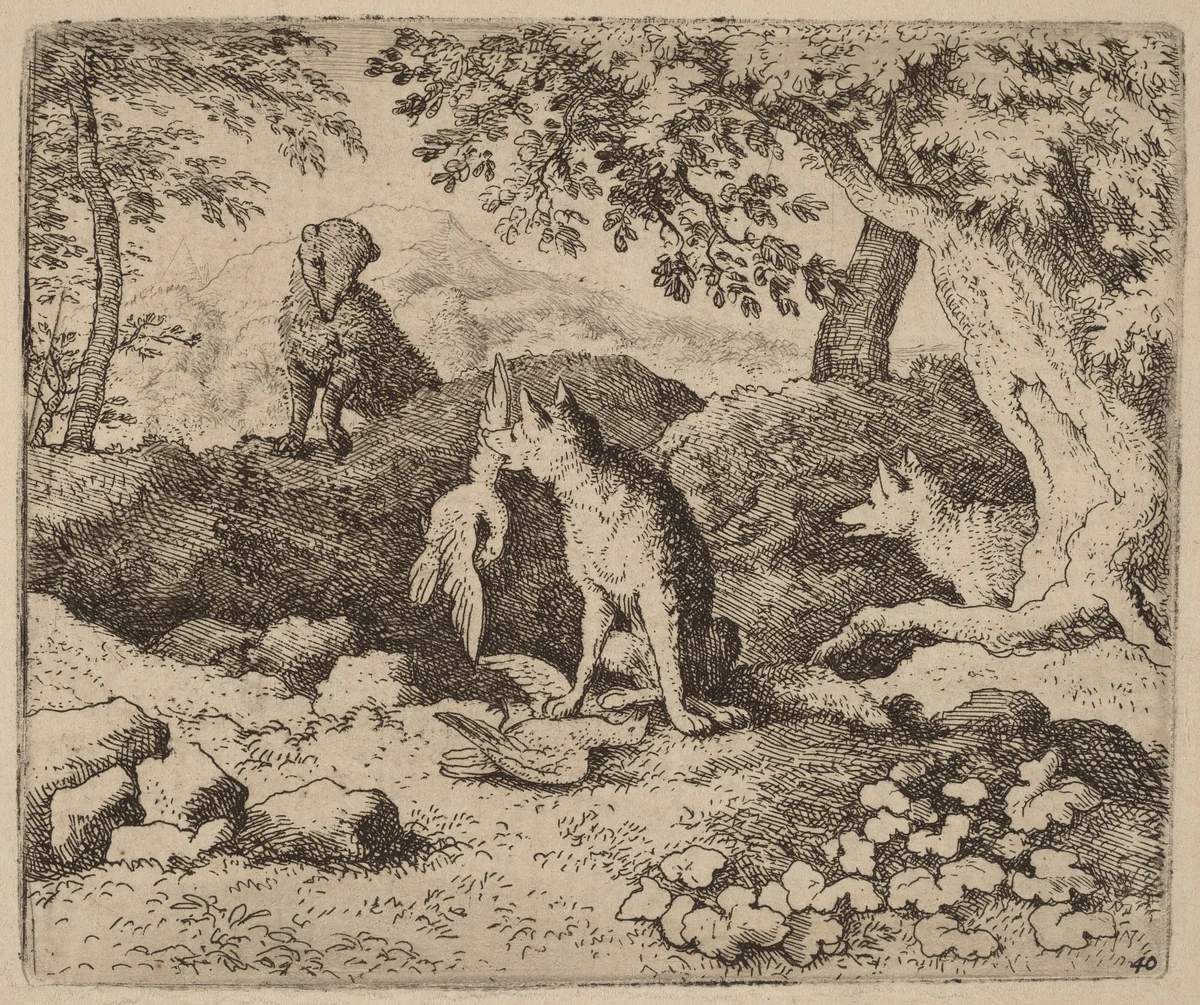 The Badger Goes to Warn Reynard by Allart van Everdingen, print, 1645-1656