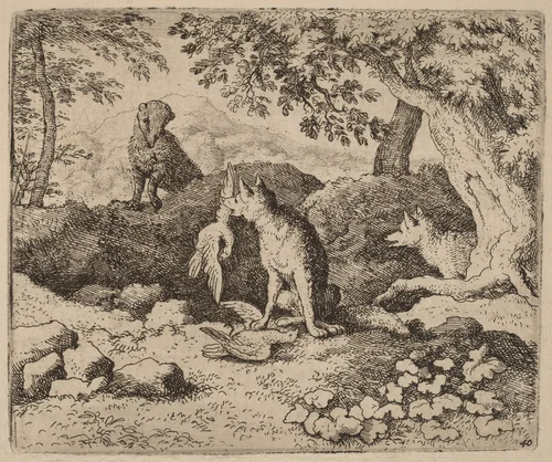 The Badger Goes to Warn Reynard by Allart van Everdingen, print, 1645-1656