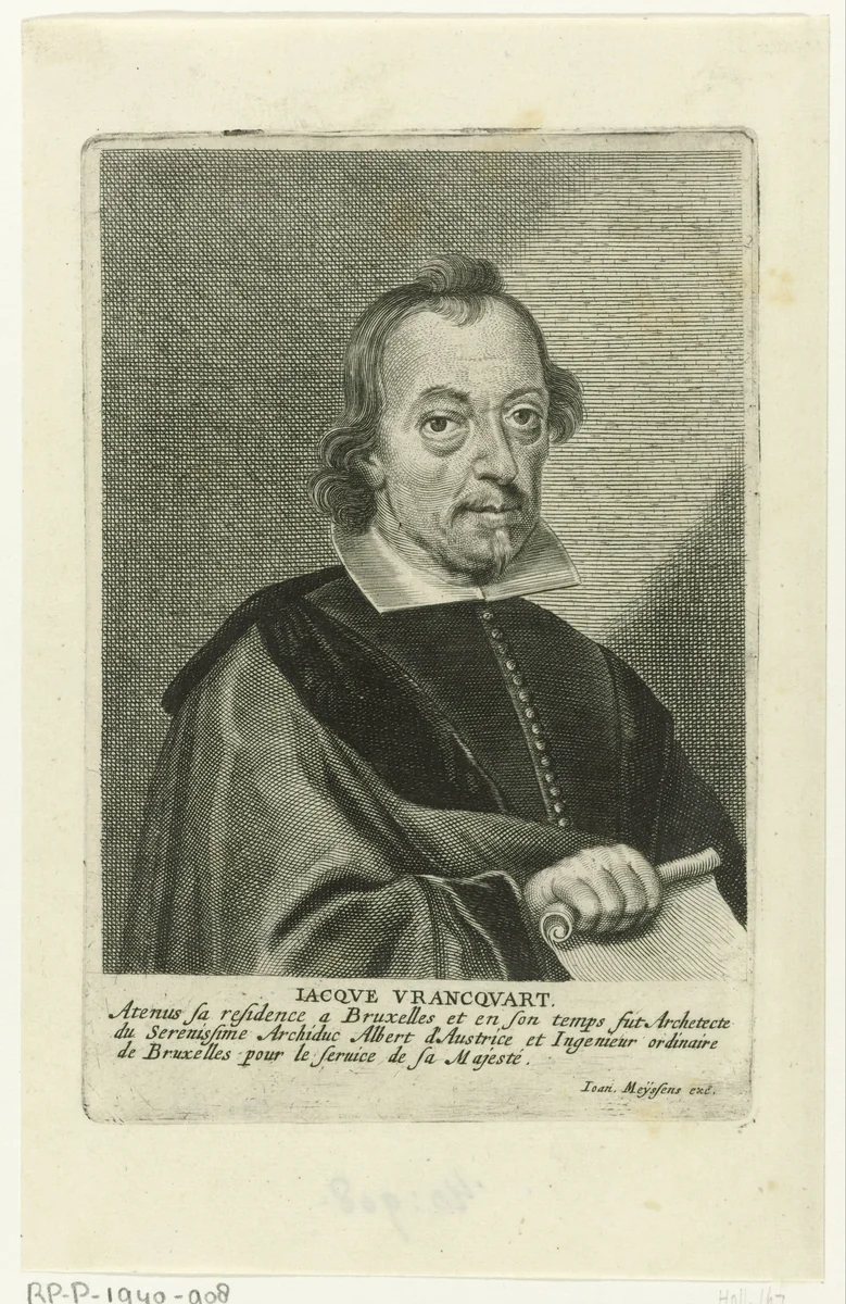 Portret van Jacques Franquart by Pieter de Jode, print, 1628-1670