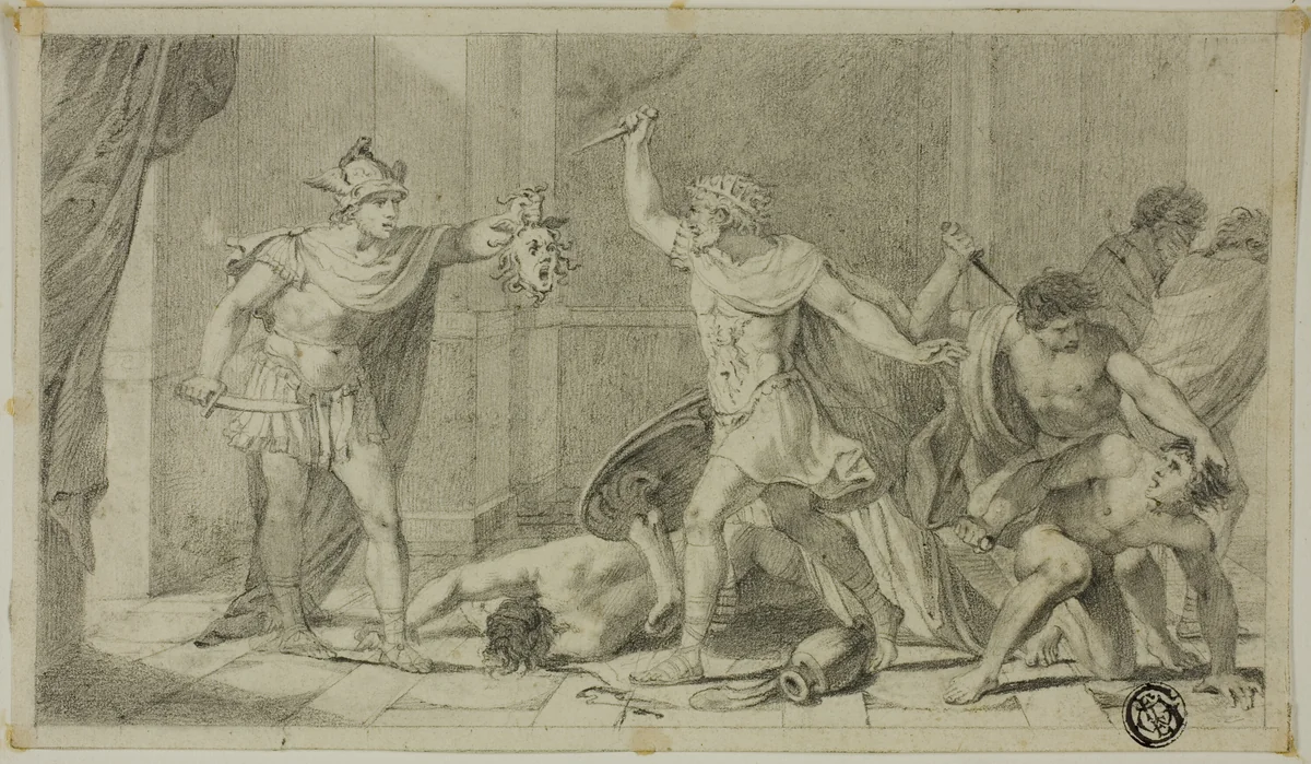 Perseus Confronting Phineas and his Followers with Head of Medusa by Unknown Artist, drawing, 1700-1799