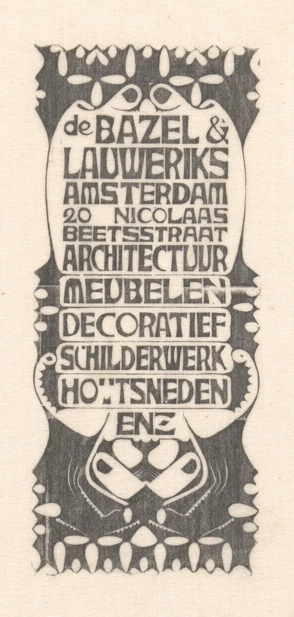 Advertentie van Karel de Bazel en Mathieu Lauweriks by Karel Petrus Cornelis de Bazel, print, 1898