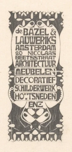 Advertentie van Karel de Bazel en Mathieu Lauweriks by Karel Petrus Cornelis de Bazel, print, 1898