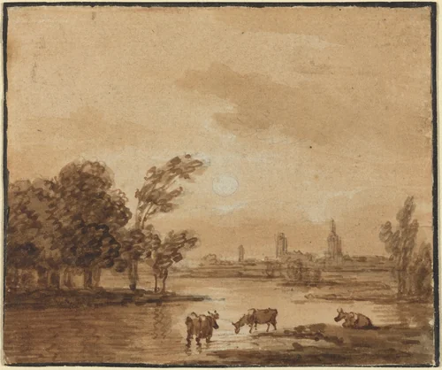 Landscape by Anthonie van Borssom, drawing, 1629-1677