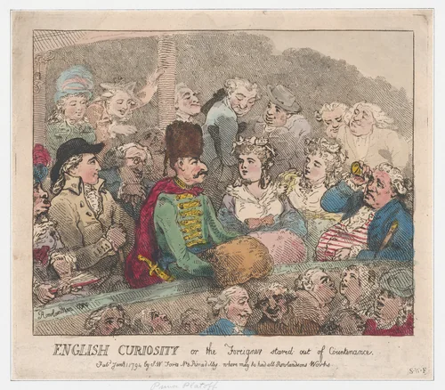 English Curiosity or The Foreigner Stared Out of Countenance by Thomas Rowlandson, print, 1794