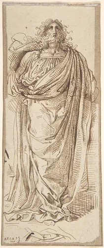 A Draped Bearded Man Looking Up by David-Pierre Giottino Humbert de Superville, drawing, 1780-1849