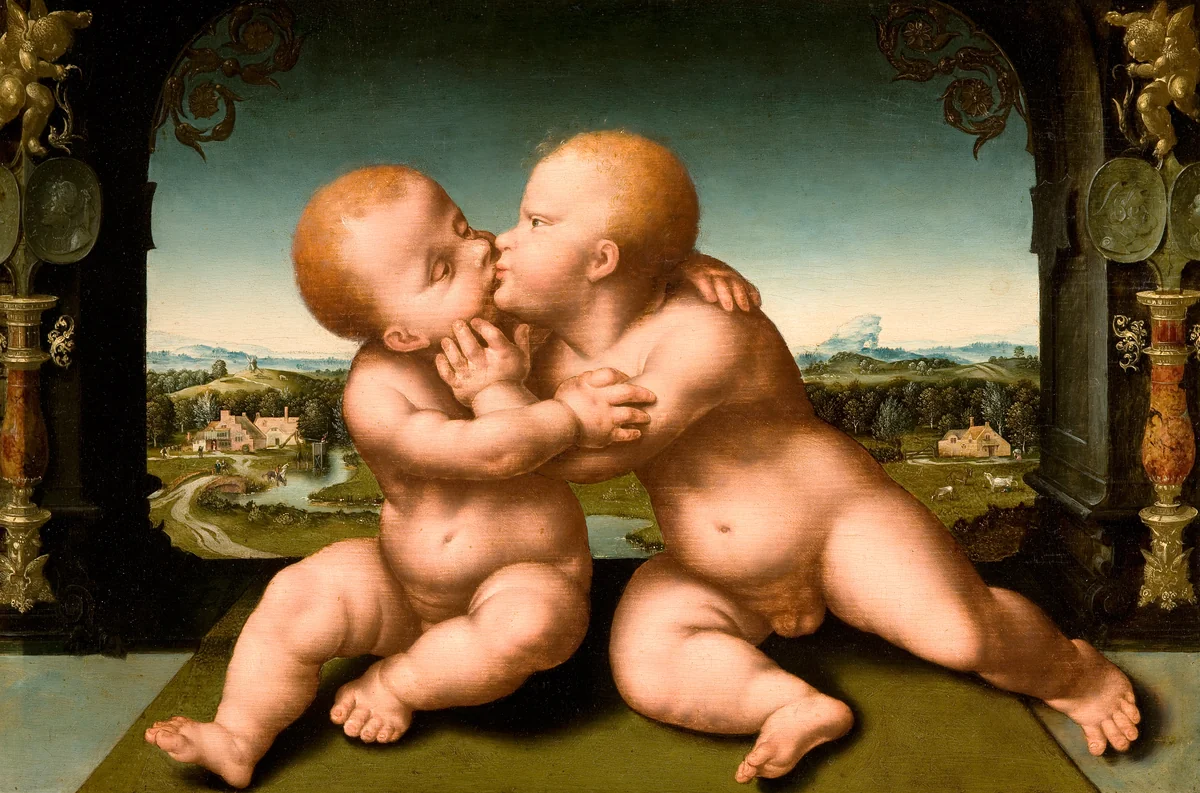 Christ and John the Baptist as Children by Joos van Cleve, painting, 1530