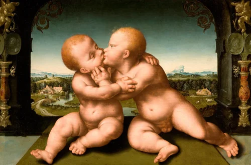 Christ and John the Baptist as Children by Joos van Cleve, painting, 1530