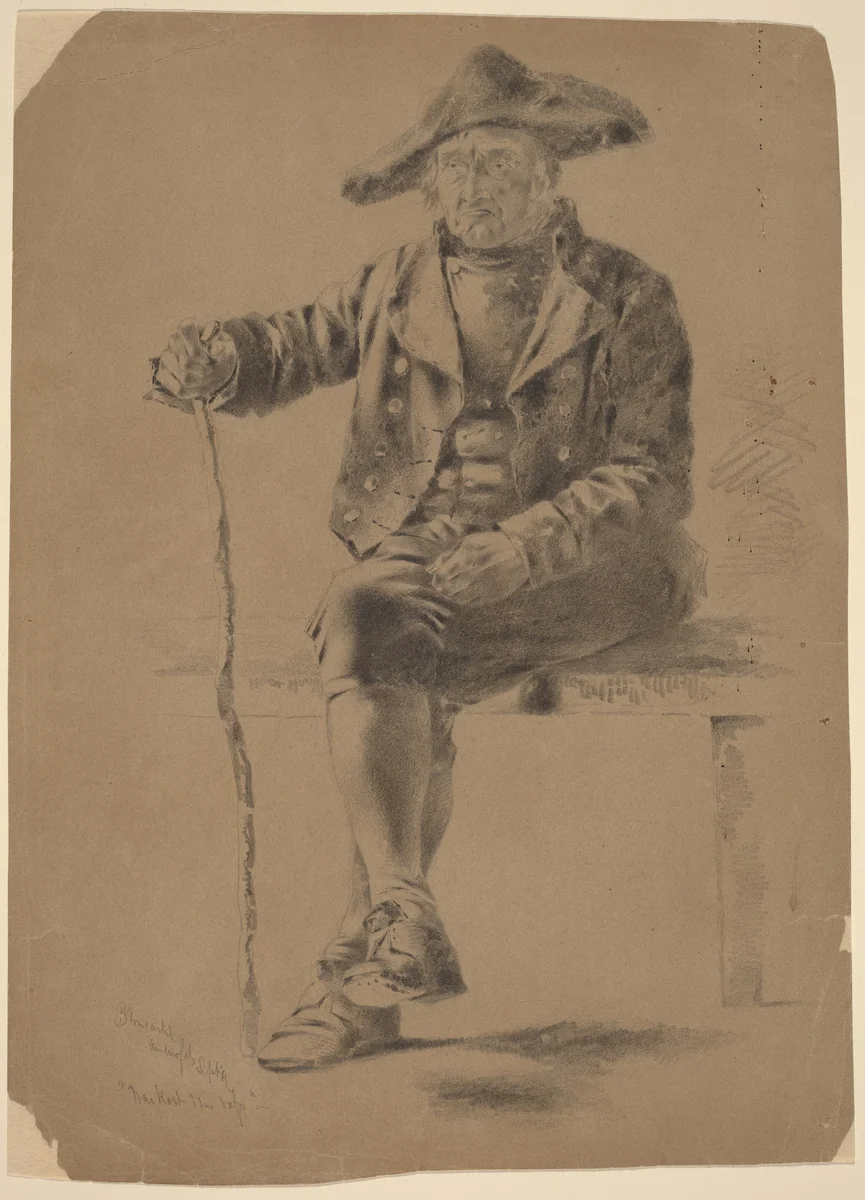 The Old Soldier - Berncastel by Alfred Cornelius Howland, drawing, 1861-1862