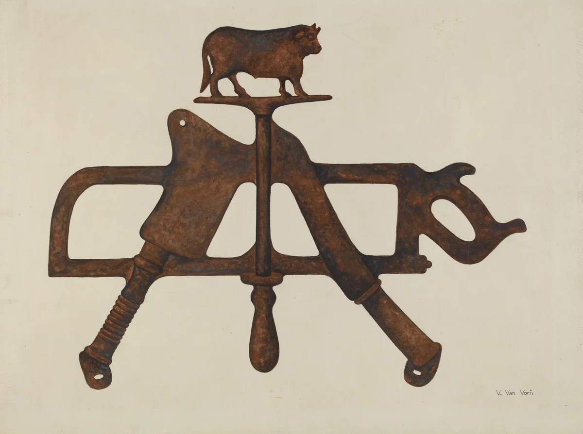 Butcher's Sign by Vera Van Voris, index of american design, 1938