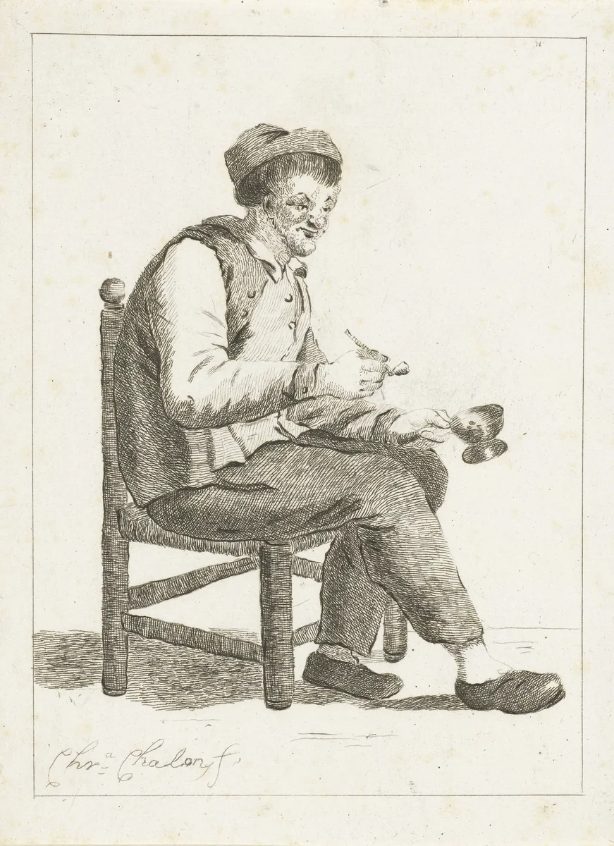 Rokende boer met pijp en test by Pieter de Mare, print, 1779