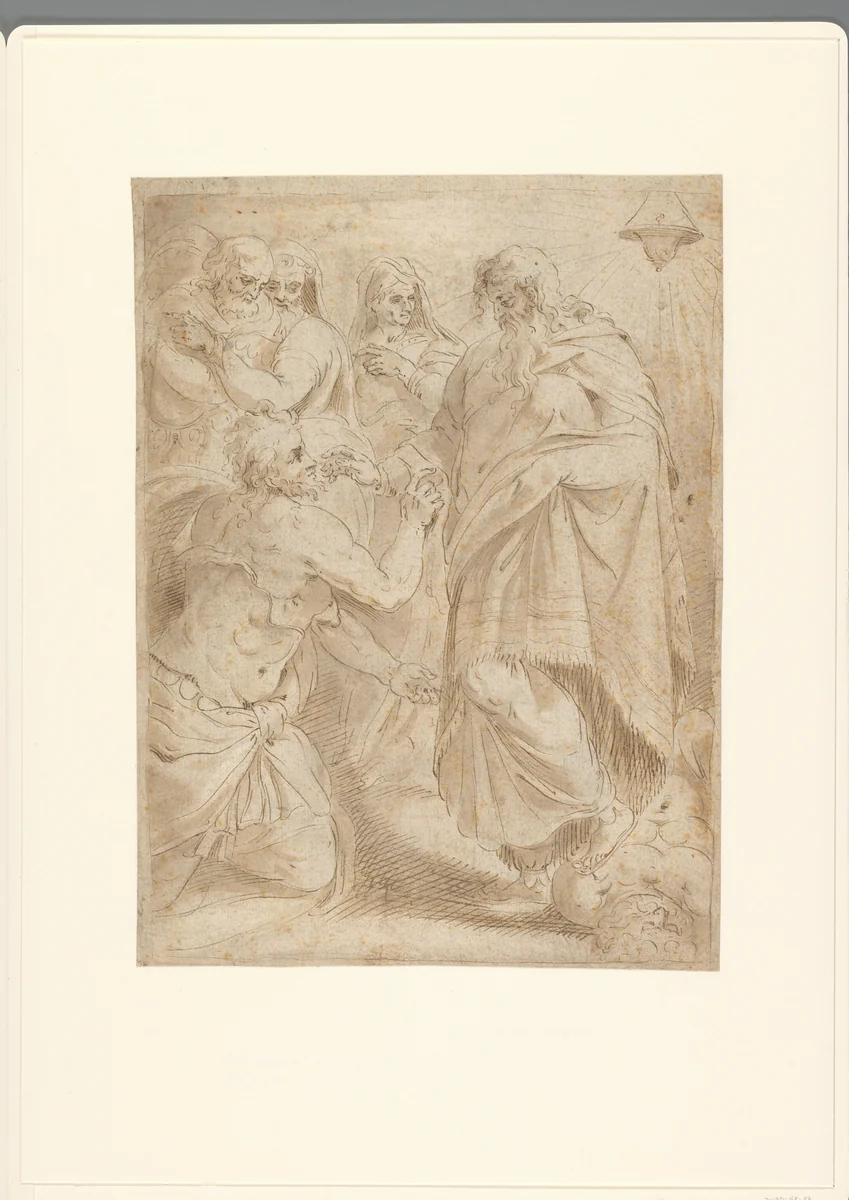 Saul en de heks van Endor by anonymous, drawing, 1554-1599