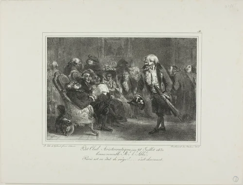 Little Aristocratic Club, July 28, 1830 by Denis Auguste Marie Raffet, print, 1831