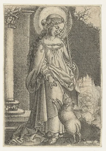 Heilige Agnes by Monogrammist AC, print, 1520-1562