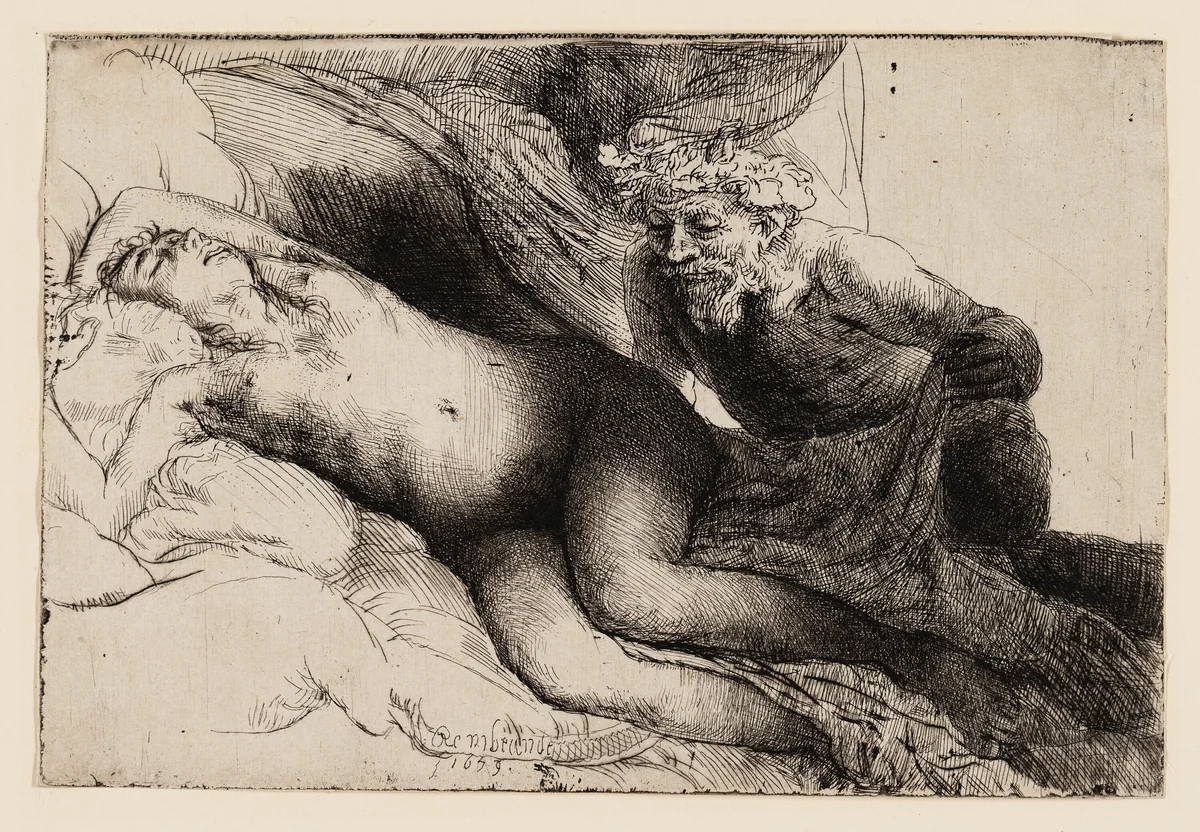Jupiter and Antiope: The Larger Plate by Rembrandt van Rijn, print, 1659