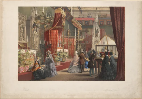 Mediaeval Court: The Great Exhibition of 1851 by Joseph Nash, print, 1854