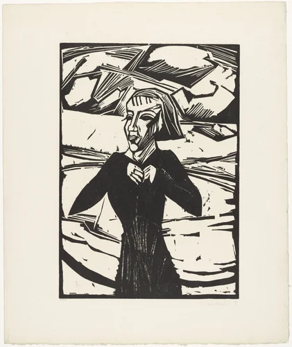 Girl by the Sea (Mädchen am Meer) from the portfolio Eleven Woodcuts, 1912-1919 (Elf Holzschnitte, 1912-1919) by Erich Heckel, print, 1918