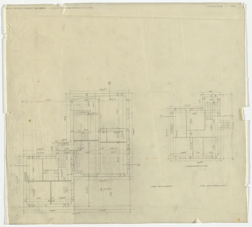 Wolf House, Gubin, Poland (Second and third floor plans [final version]) by Ludwig Mies van der Rohe, mies van der rohe archive, 1925