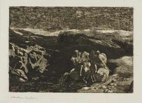 Horsemen in Combat by Odilon Redon, print, 1865