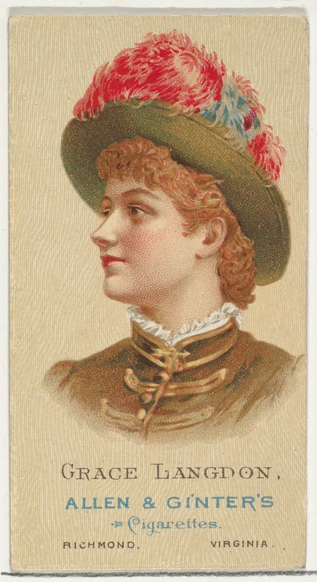 Grace Langdon, from World's Beauties, Series 2 (N27) for Allen & Ginter Cigarettes by Allen & Ginter, print, 1888