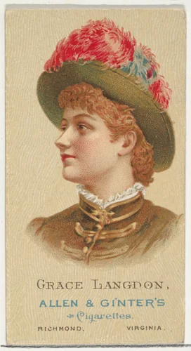 Grace Langdon, from World's Beauties, Series 2 (N27) for Allen & Ginter Cigarettes by Allen & Ginter, print, 1888