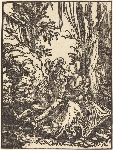 Pair of Lovers in a Landscape by Albrecht Altdorfer, print, 1511