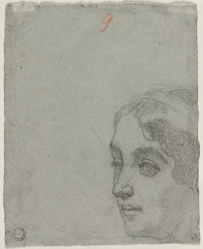 Head of a Woman (verso) by Thomas Couture, drawing, 1852-1862