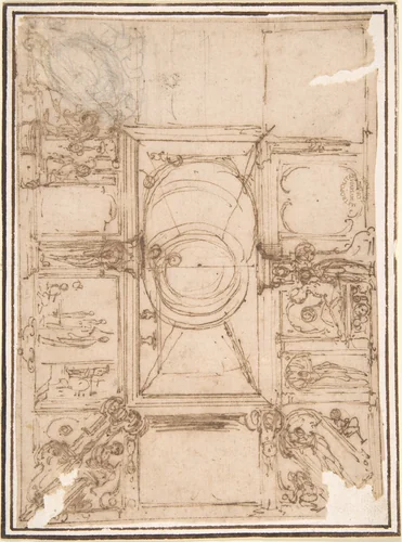 Project for Ceiling Decoration by anonymous, drawing, 1500-1600