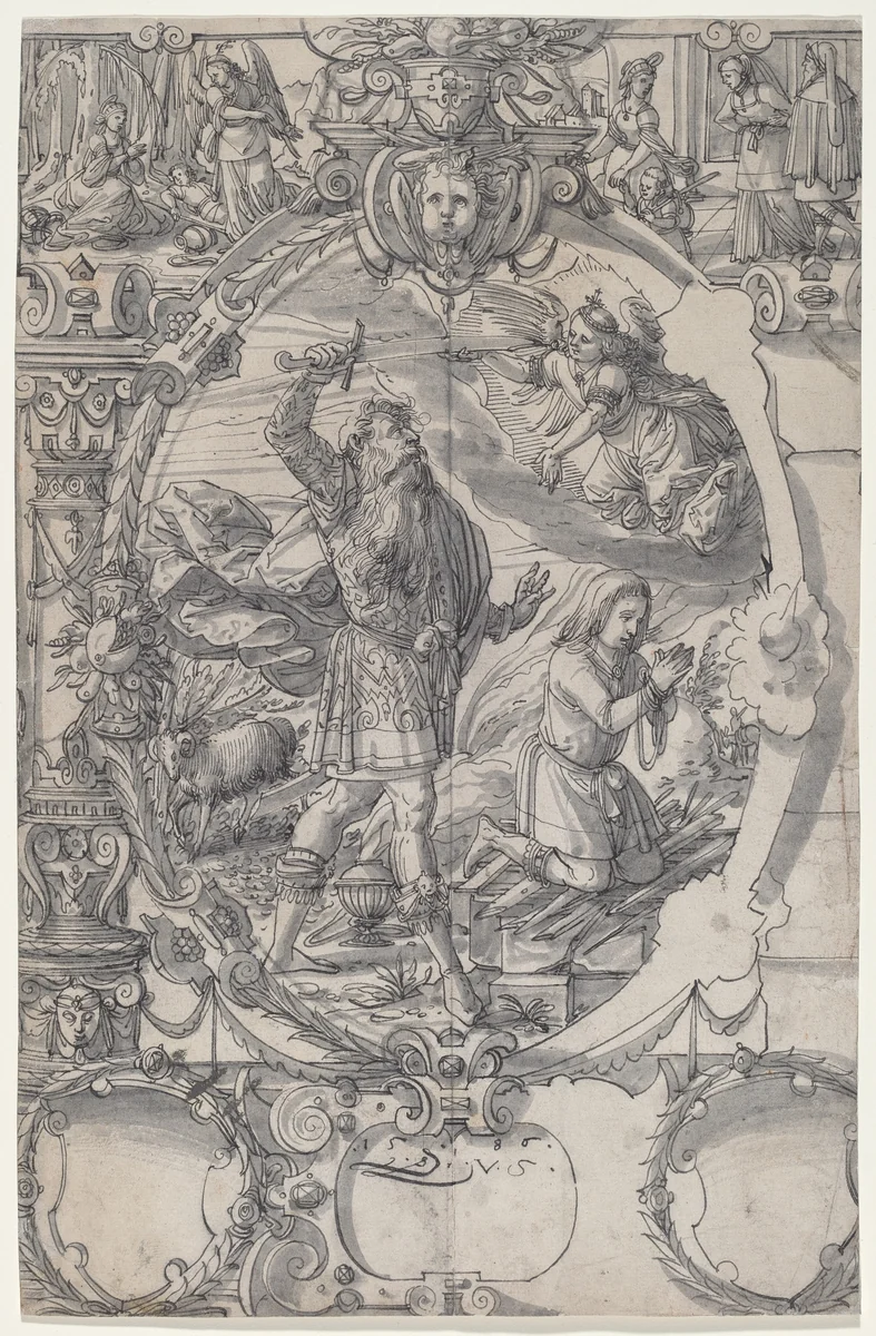 The Sacrifice of Abraham by Daniel Lindtmayer, drawing, 1586