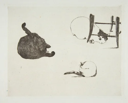 Cats by Edouard Manet, print, 1868-1869