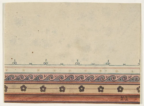 Design for the decoration of a ceiling by Jules-Edmond-Charles Lachaise, drawing, 1850-1900