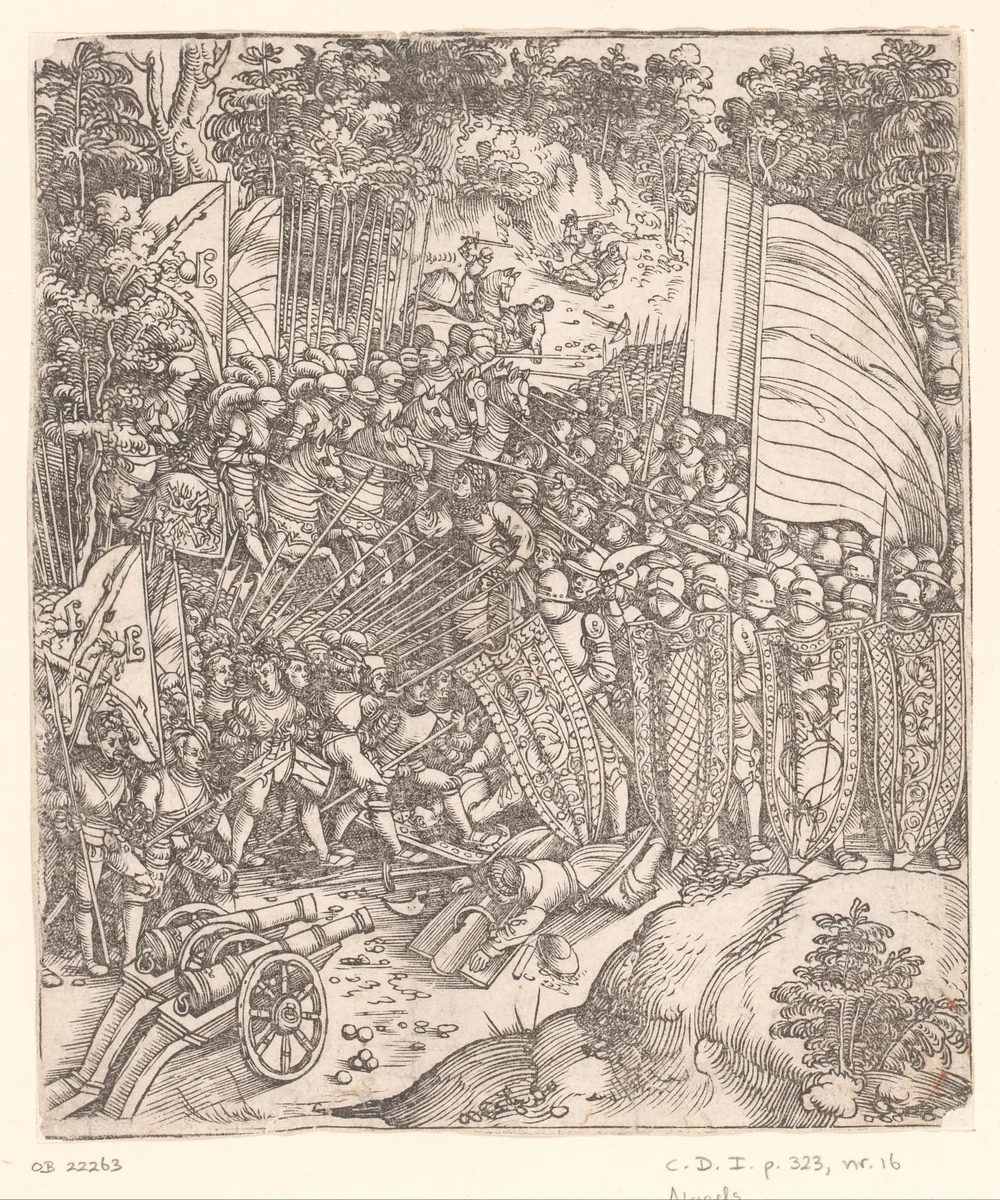 Boheemse leger wordt verslagen bij Menzenbach by anonymous, print, 1515