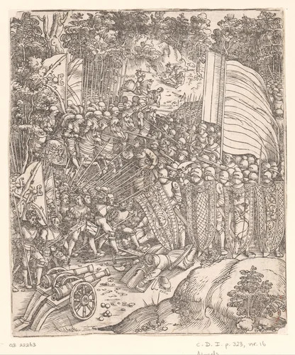 Boheemse leger wordt verslagen bij Menzenbach by anonymous, print, 1515