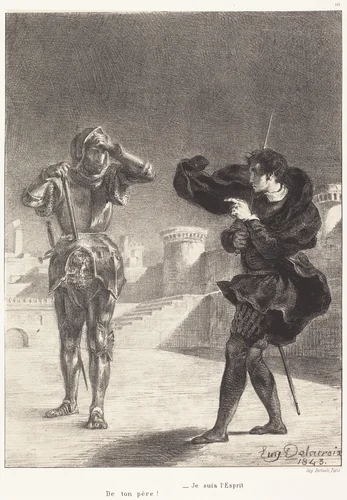 The Ghost on the Terrace (Act I, Scene V) by Eugène Delacroix, portfolio, 1843