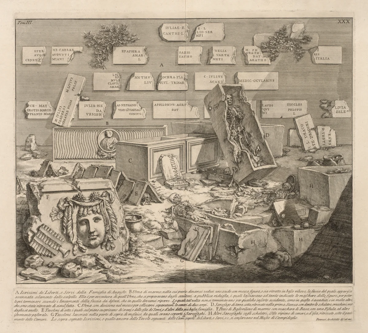 Iscrizioni de Liberti e Servi by Giovanni Battista Piranesi, print, 1740-1778