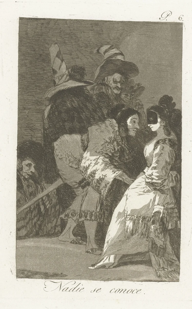 Niemand kent zichzelf by Francisco de Goya, print, 1797-1799