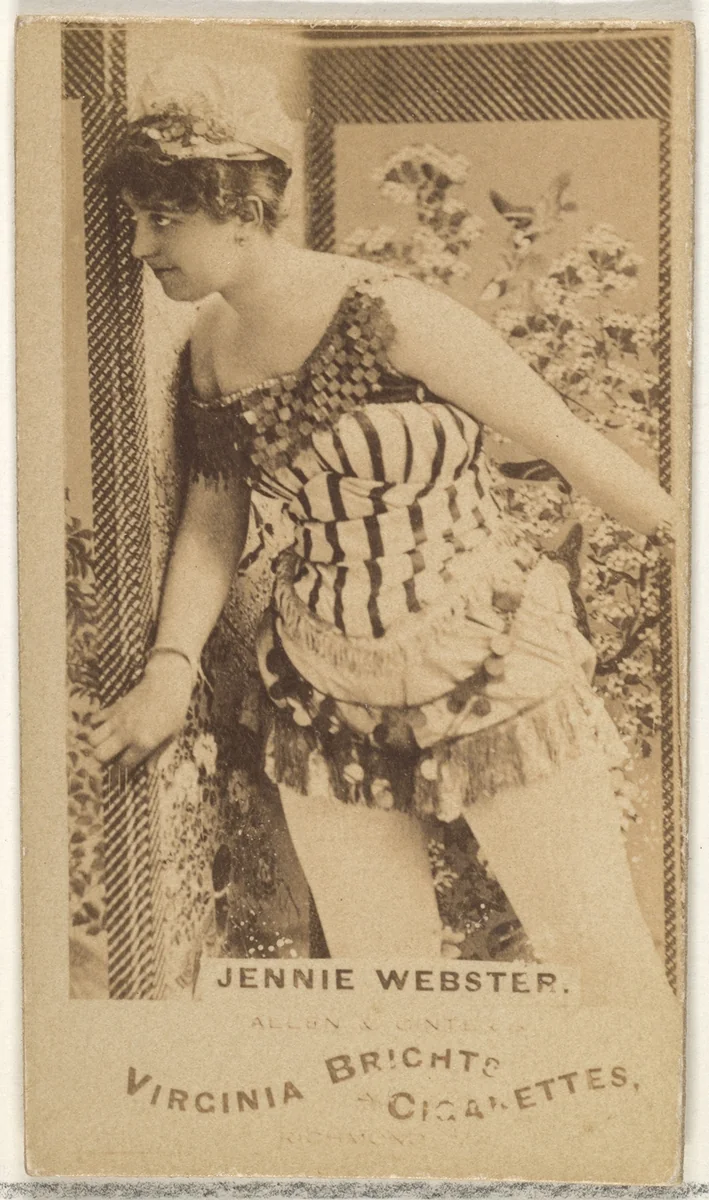 Jennie Webster, from the Actors and Actresses series (N45, Type 1) for Virginia Brights Cigarettes by Allen & Ginter, photograph, 1885-1891
