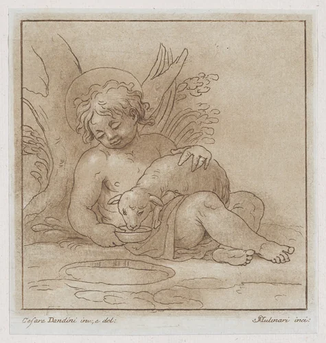 Saint John the Baptist with a lamb by Stefano Mulinari, print, 1766-1778