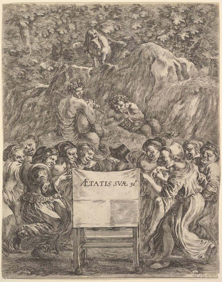 Frontispiece for "The Works of Scarron" (Œuvres de Scarron) by Stefano della Bella, print, 1649
