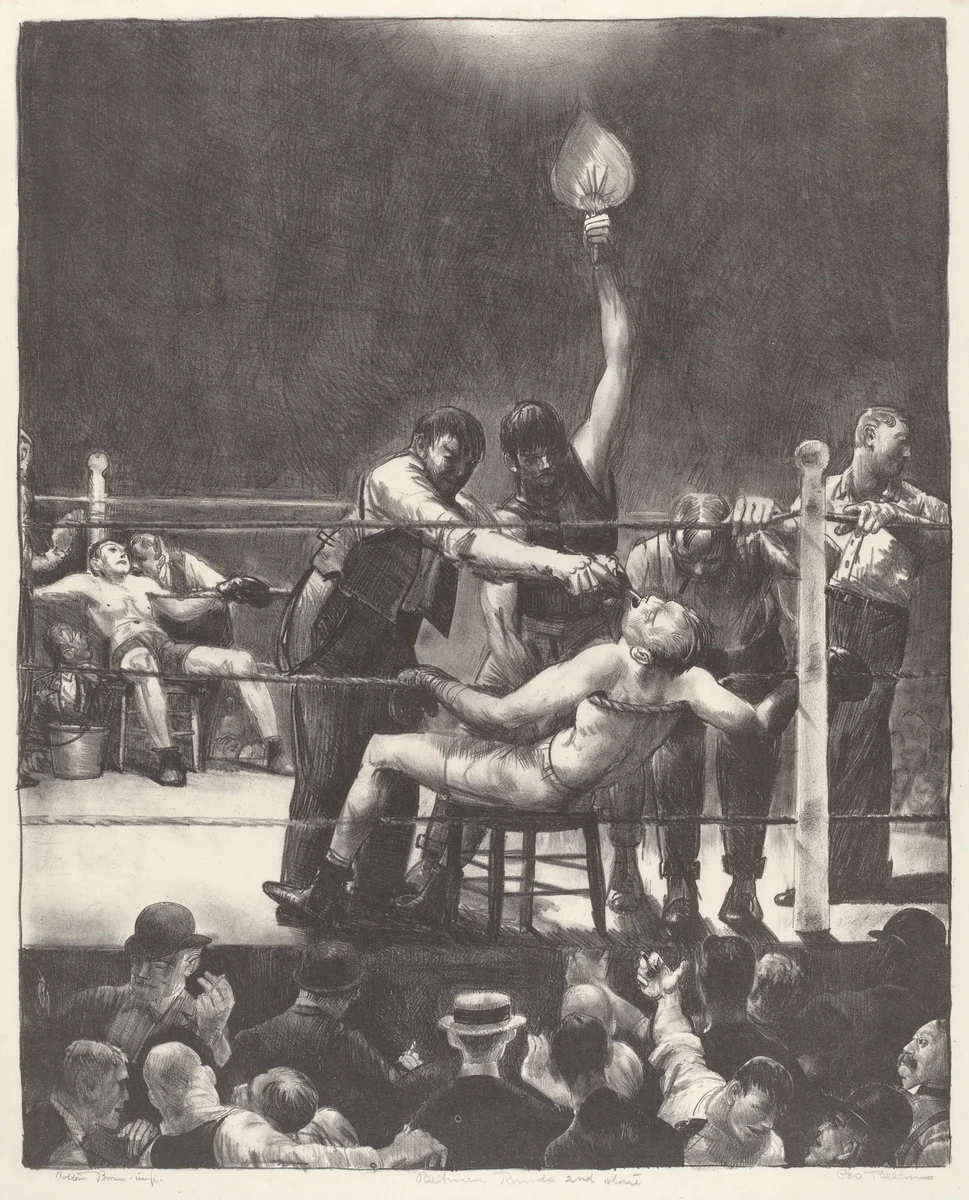 Between Rounds, small, second stone by George Bellows, print, 1923