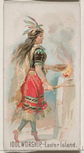 Idol Worship, Easter Island, from the Holidays series (N80) for Duke brand cigarettes by W. Duke, Sons & Co., print, 1890